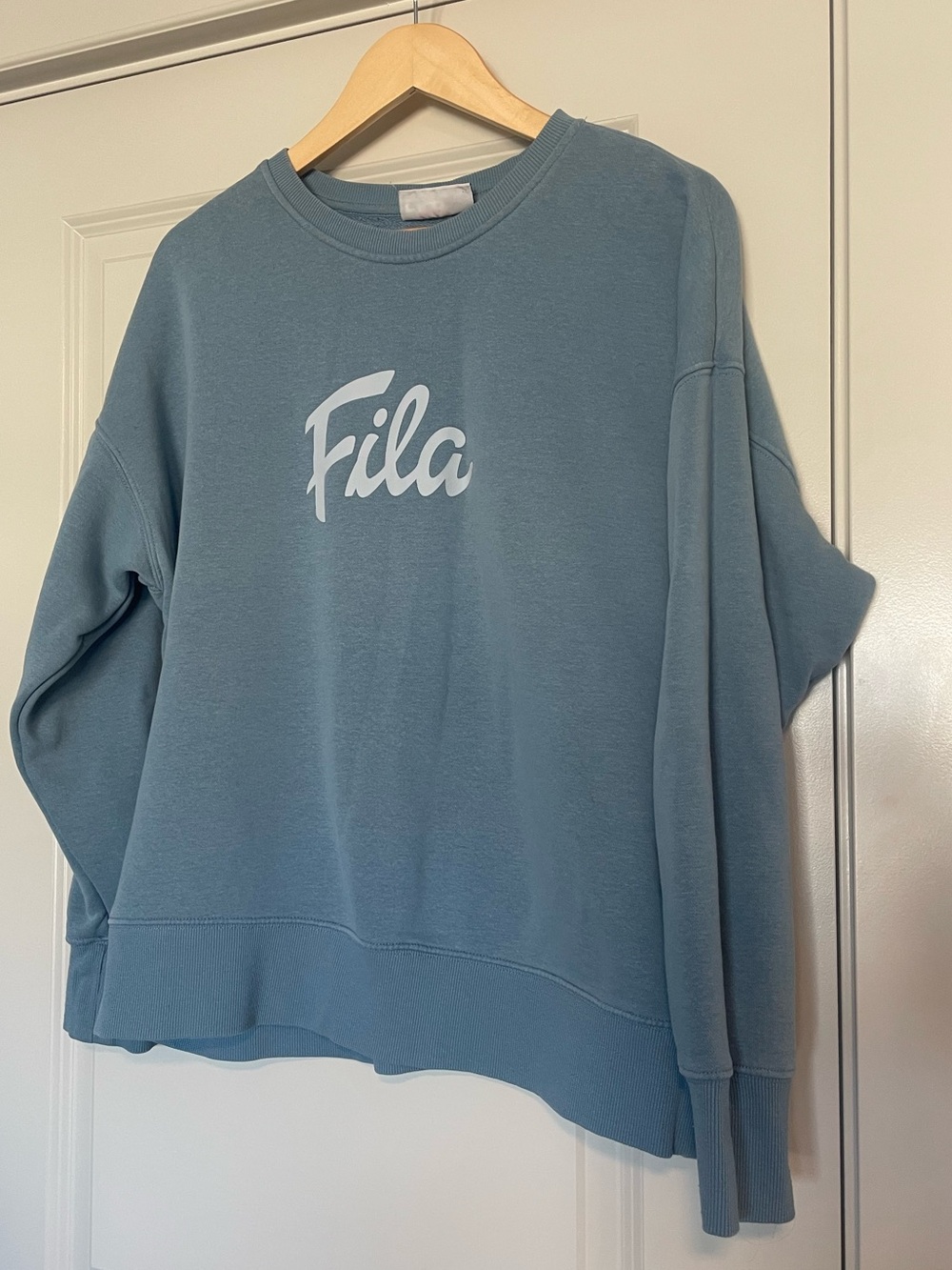 Fila Women's Dusty Blue Crewneck Sweatshirt with White Logo